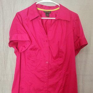 Lane Bryant Hot Pink Cotton Cap-Sleeve Blouse